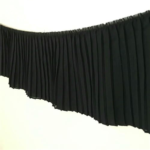 17 cm breit, luxuriös, weiß-schwarz, plissierter Chiffon, gefaltet, elastische Spitze, Rüschenbesatz, Band, Kleiderkragen, Applikation für Nähzubehör, Schwarz, 1 Yard 17 cm breit, luxuriös, weiß-schwarz, plissierter Chiffon, gefaltet, elastische Spitze, Rüschenbesatz, Band, Kleiderkragen, Applikation für Nähzubehör, Schwarz, 1 Yard von BSGUZ