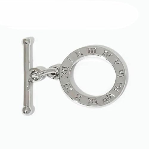 18 Karat Echtgold plattierter runder OT-Verschluss zur Herstellung von Halsketten, zierliche Messing-Endperlen-Knebelverschlüsse, DIY-Schmuckzubehör-Rhodiniert_c-8 Stück von BSGUZ