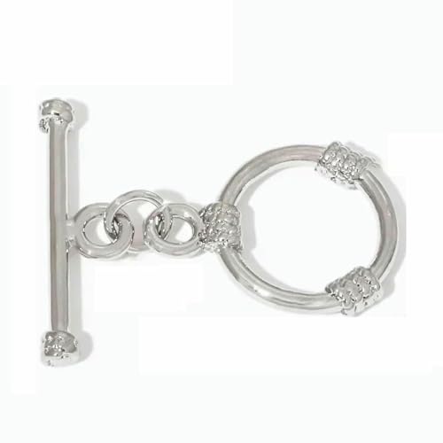 18 Karat Echtgold plattierter runder OT-Verschluss zur Herstellung von Halsketten, zierliche Messing-Endperlen-Knebelverschlüsse, DIY-Schmuckzubehör-Rhodium Plated_d-4 Stück von BSGUZ