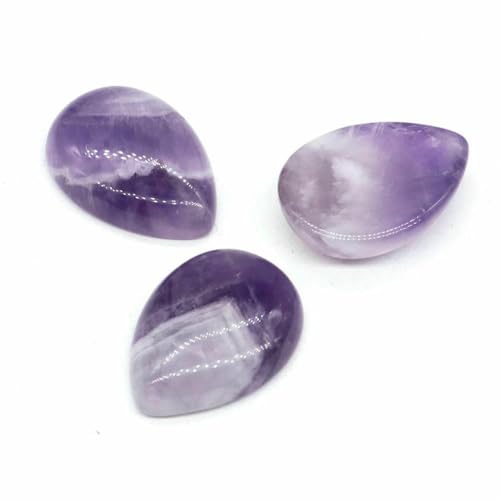 18 x 25 mm, Wassertropfenform, lose Perlen, natürlicher Kristallstein, flache Rückseite, Kamee-Abstandshalter für Schmuckherstellung, DIY-Anhänger, Halskette – Amethyst – 20 Stück von BSGUZ