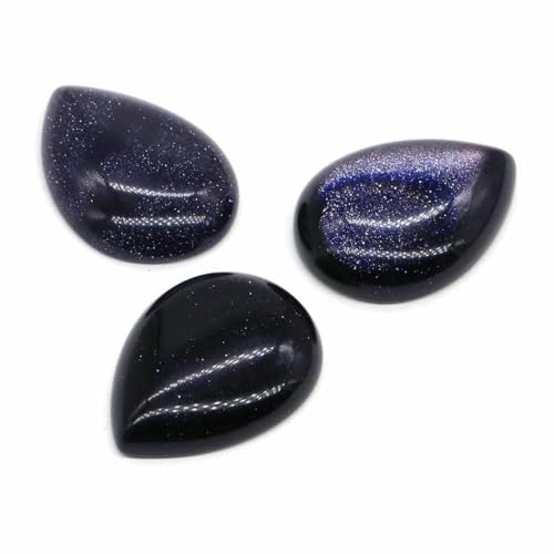 18 x 25 mm, Wassertropfenform, lose Perlen, natürlicher Kristallstein, flache Rückseite, Kamee-Abstandshalter für Schmuckherstellung, DIY-Anhänger, Halskette – Blauer Goldston – 10 Stück von BSGUZ