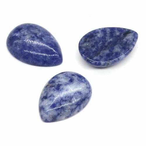 18 x 25 mm, Wassertropfenform, lose Perlen, natürlicher Kristallstein, flache Rückseite, Kamee-Abstandshalter für Schmuckherstellung, DIY-Anhänger, Halskette – Blauer Sodalith – 10 Stück von BSGUZ