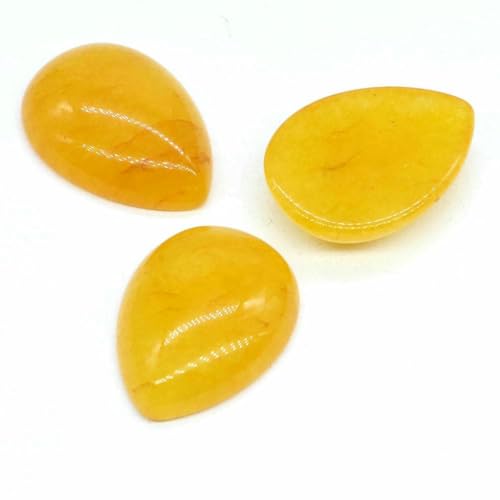 18 x 25 mm, Wassertropfenform, lose Perlen, natürlicher Kristallstein, flache Rückseite, Kamee-Abstandshalter für Schmuckherstellung, DIY-Anhänger, Halskette – Gelbe Jade – 50 Stück von BSGUZ