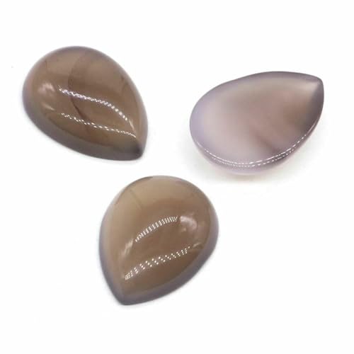 18 x 25 mm, Wassertropfenform, lose Perlen, natürlicher Kristallstein, flache Rückseite, Kamee-Abstandshalter für Schmuckherstellung, DIY-Anhänger, Halskette – Grauer Achat – 20 Stück von BSGUZ