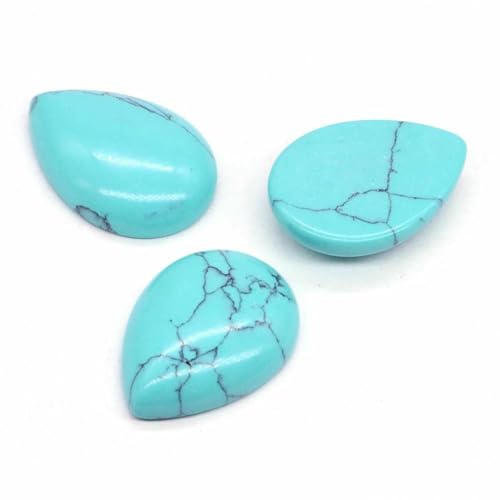 18 x 25 mm, Wassertropfenform, lose Perlen, natürlicher Kristallstein, flache Rückseite, Kamee-Abstandshalter für Schmuckherstellung, DIY-Anhänger, Halskette – Grün-Türkis – 50 Stück von BSGUZ