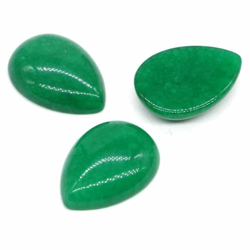 18 x 25 mm, Wassertropfenform, lose Perlen, natürlicher Kristallstein, flache Rückseite, Kamee-Abstandshalter für Schmuckherstellung, DIY-Anhänger, Halskette – Grüne Jade – 20 Stück von BSGUZ