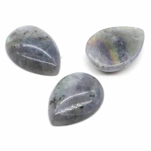 18 x 25 mm, Wassertropfenform, lose Perlen, natürlicher Kristallstein, flache Rückseite, Kamee-Abstandshalter für Schmuckherstellung, DIY-Anhänger, Halskette – Labradorit – 50 Stück von BSGUZ