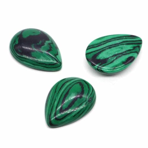 18 x 25 mm, Wassertropfenform, lose Perlen, natürlicher Kristallstein, flache Rückseite, Kamee-Abstandshalter für Schmuckherstellung, DIY-Anhänger, Halskette – Malachit – 50 Stück von BSGUZ