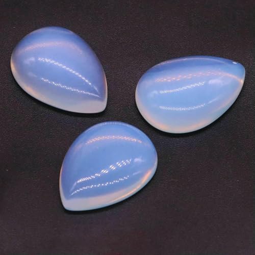 18 x 25 mm, Wassertropfenform, lose Perlen, natürlicher Kristallstein, flache Rückseite, Kamee-Abstandshalter für Schmuckherstellung, DIY-Anhänger, Halskette – Opalit – 10 Stück von BSGUZ