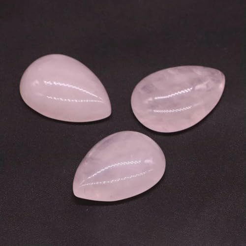 18 x 25 mm, Wassertropfenform, lose Perlen, natürlicher Kristallstein, flache Rückseite, Kamee-Abstandshalter für Schmuckherstellung, DIY-Anhänger, Halskette – Rosenquarz – 10 Stück von BSGUZ