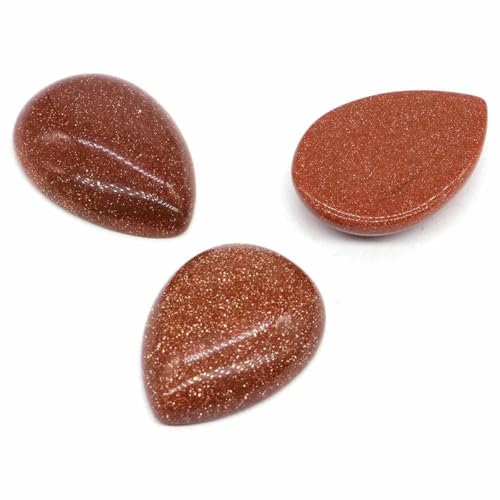 18 x 25 mm, Wassertropfenform, lose Perlen, natürlicher Kristallstein, flache Rückseite, Kamee-Abstandshalter für Schmuckherstellung, DIY-Anhänger, Halskette – Roter Goldfluss-Sand – 50 Stück von BSGUZ