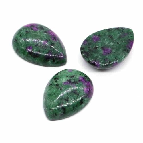 18 x 25 mm, Wassertropfenform, lose Perlen, natürlicher Kristallstein, flache Rückseite, Kamee-Abstandshalter für Schmuckherstellung, DIY-Anhänger, Halskette – Rubin-Zoisit – 10 Stück von BSGUZ