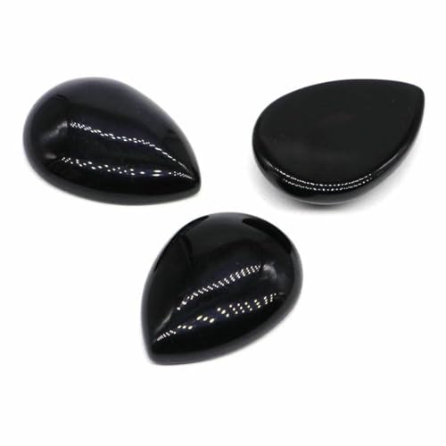 18 x 25 mm, Wassertropfenform, lose Perlen, natürlicher Kristallstein, flache Rückseite, Kamee-Abstandshalter für Schmuckherstellung, DIY-Anhänger, Halskette – Schwarzer Obsidian – 50 Stück 18 x 25 mm, Wassertropfenform, lose Perlen, natürlicher Kristallstein, flache Rückseite, Kamee-Abstandshalter für Schmuckherstellung, DIY-Anhänger, Halskette – Schwarzer Obsidian – 50 Stück von BSGUZ