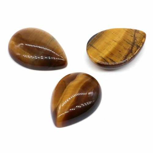 18 x 25 mm, Wassertropfenform, lose Perlen, natürlicher Kristallstein, flache Rückseite, Kamee-Abstandshalter für Schmuckherstellung, DIY-Anhänger, Halskette – Tigerauge – 20 Stück von BSGUZ