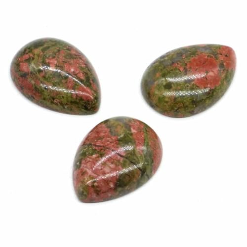 18 x 25 mm, Wassertropfenform, lose Perlen, natürlicher Kristallstein, flache Rückseite, Kamee-Abstandshalter für Schmuckherstellung, DIY-Anhänger, Halskette – Unakit – 50 Stück von BSGUZ