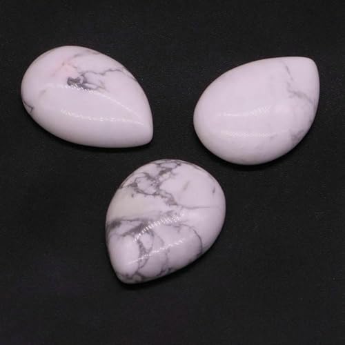 18 x 25 mm, Wassertropfenform, lose Perlen, natürlicher Kristallstein, flache Rückseite, Kamee-Abstandshalter für Schmuckherstellung, DIY-Anhänger, Halskette – Weiß-Türkis – 10 Stück von BSGUZ