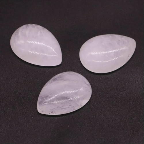 18 x 25 mm, Wassertropfenform, lose Perlen, natürlicher Kristallstein, flache Rückseite, Kamee-Abstandshalter für Schmuckherstellung, DIY-Anhänger, Halskette – klarer Quarz – 10 Stück von BSGUZ