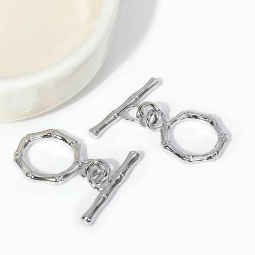 18K Echt vergoldeter runder OT-Verschluss zur Schmuckherstellung von Halsketten, zierliche Messing-Endperlen-Knebelverschlüsse, DIY-Schmuckzubehör-Rhodium plattiert-8 Stück 18K Echt vergoldeter runder OT-Verschluss zur Schmuckherstellung von Halsketten, zierliche Messing-Endperlen-Knebelverschlüsse, DIY-Schmuckzubehör-Rhodium plattiert-8 Stück von BSGUZ