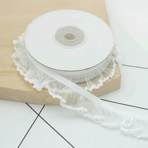 2/5/10 Meter elastisches Spitzenband mit Rüschen, transparenter Chiffonbesatz, Spitzenstoffband zum Nähen von DIY-Bekleidung, handgefertigten Accessoires, 2 cm, Typ B, Weiß, 10 Yards 2/5/10 Meter elastisches Spitzenband mit Rüschen, transparenter Chiffonbesatz, Spitzenstoffband zum Nähen von DIY-Bekleidung, handgefertigten Accessoires, 2 cm, Typ B, Weiß, 10 Yards von BSGUZ