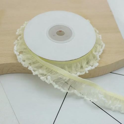 2/5/10 Meter elastisches Spitzenband mit Rüschen, transparenter Chiffonbesatz, Spitzenstoffband zum Nähen von DIY-Bekleidung, handgefertigten Accessoires, 2 cm, Typ B, cremeweiß, 10 Yards von BSGUZ