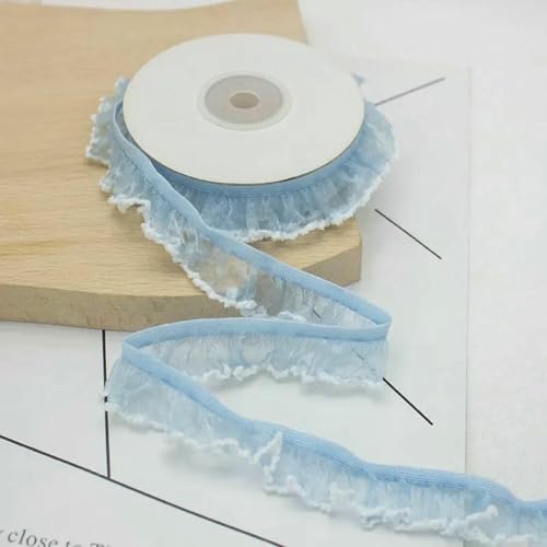 2/5/10 Meter elastisches Spitzenband mit Rüschen, transparenter Chiffonbesatz, Spitzenstoffband zum Nähen von DIY-Bekleidung, handgefertigten Accessoires, 2 cm, Typ B, himmelblau, 5 Yards 2/5/10 Meter elastisches Spitzenband mit Rüschen, transparenter Chiffonbesatz, Spitzenstoffband zum Nähen von DIY-Bekleidung, handgefertigten Accessoires, 2 cm, Typ B, himmelblau, 5 Yards von BSGUZ