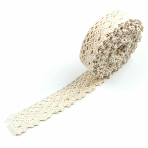 2/5/10 Yards Bekleidungs-Nähstoff, elfenbeinfarben, cremefarben, Baumwollbesätze, gehäkelte Spitze, Applikationsband, handgefertigte Accessoires, DIY-Hut, Tischdecke, 8, Breite 25 mm, 5 von BSGUZ