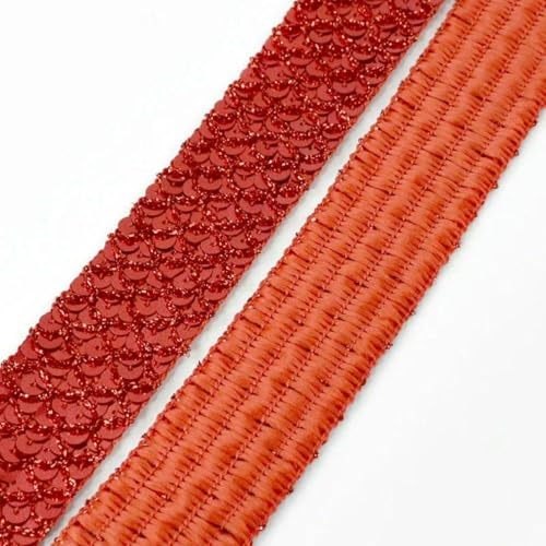 2/5/10 m, 15/20/35 mm, Paillettenbänder, Spitzenbesatz zum Nähen von Hochzeitsfeiern, Schnürsenkel, Stoff, Kleidungsstück, Dekorationsband, Heimwerkerbedarf, Zubehör, Rot, 35 mm, 5 Mete von BSGUZ