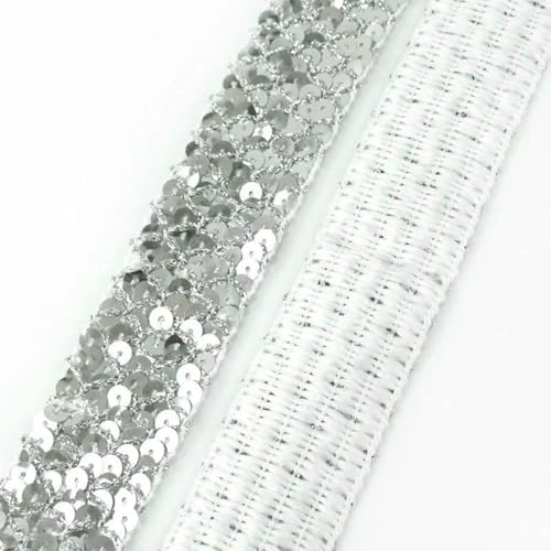 2/5/10 m, 15/20/35 mm, Paillettenbänder, Spitzenbesatz zum Nähen von Hochzeitsfeiern, Schnürsenkeln, Stoff, Kleidungsstücken, Dekorationsbändern, Heimwerkerbedarf, Zubehör, Silber, 20 m von BSGUZ