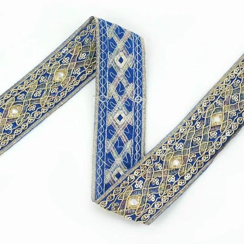 2/5 Yards 43,0 mm Pailletten-Spitzenbesatz, ethnisches Stickband, handgefertigtes Kleiderdekor, Gurtband, Stoff, DIY-Kleidung, Nähzubehör, Dunkelblau, 2 Yards 2/5 Yards 43,0 mm Pailletten-Spitzenbesatz, ethnisches Stickband, handgefertigtes Kleiderdekor, Gurtband, Stoff, DIY-Kleidung, Nähzubehör, Dunkelblau, 2 Yards von BSGUZ
