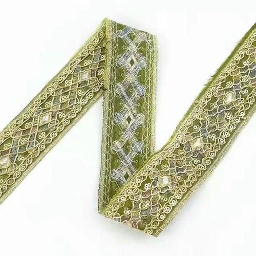 2/5 Yards ethnischer Spitzenbesatz, 43,0 mm, Pailletten, Stickband zum Nähen von Kleidungsstücken, Dekoration, Gurtband, Besätze, Zubehör – fluoreszierendes Grün – 5 Y 2/5 Yards ethnischer Spitzenbesatz, 43,0 mm, Pailletten, Stickband zum Nähen von Kleidungsstücken, Dekoration, Gurtband, Besätze, Zubehör – fluoreszierendes Grün – 5 Y von BSGUZ