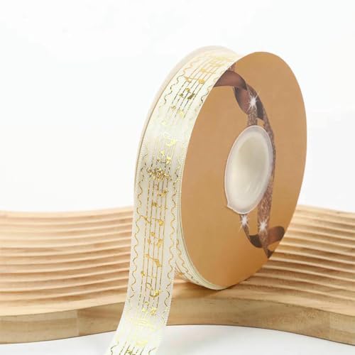 2,5 cm Breite, 48/96/144 Yards, Satinbänder, goldmetallische Musiknote, Barto-Abzeichen, DIY-Bastelarbeiten, handgefertigte Blumen für Stirnbandbänder, Beige, 48 Yards, 2,5 cm 2,5 cm Breite, 48/96/144 Yards, Satinbänder, goldmetallische Musiknote, Barto-Abzeichen, DIY-Bastelarbeiten, handgefertigte Blumen für Stirnbandbänder, Beige, 48 Yards, 2,5 cm von BSGUZ