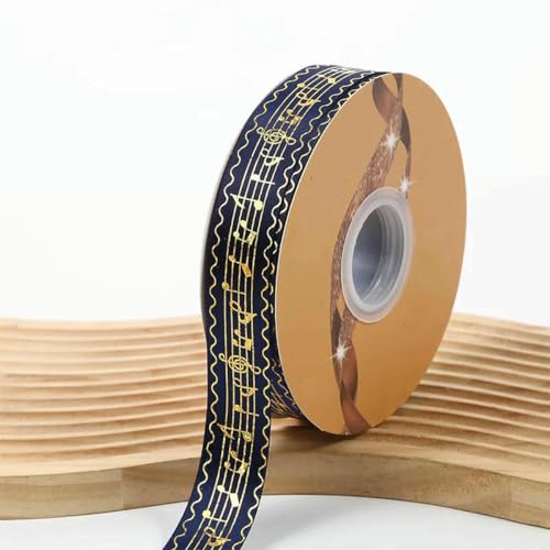 2,5 cm Breite, 48/96/144 Yards, Satinbänder, goldmetallische Musiknote, Barto-Abzeichen, DIY-Bastelarbeiten, handgefertigte Blumen für Stirnbandbänder, Dunkelblau, 96Y (2 Rollen), 2,5 cm von BSGUZ