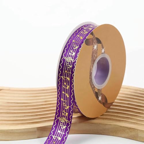 2,5 cm Breite, 48/96/144 Yards, Satinbänder, goldmetallische Musiknote, Barto-Abzeichen, DIY-Bastelarbeiten, handgefertigte Blumen für Stirnbandbänder, Lila, 96 Yards (2 Rollen), 2,5 cm von BSGUZ