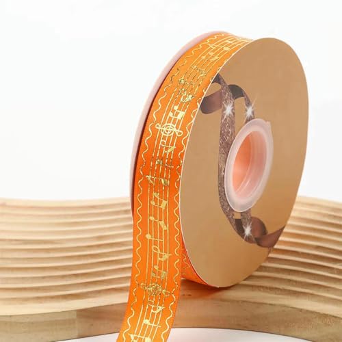 2,5 cm Breite, 48/96/144 Yards, Satinbänder, goldmetallische Musiknote, Barto-Abzeichen, DIY-Bastelarbeiten, handgefertigte Blumen für Stirnbandbänder, Orange, 96 Yards (2 Rollen), 2,5 cm von BSGUZ