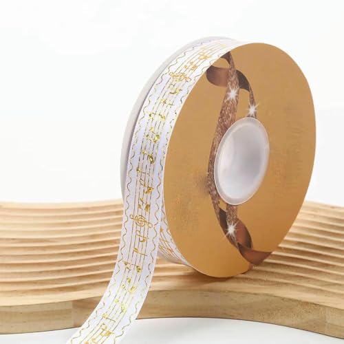 2,5 cm Breite, 48/96/144 Yards, Satinbänder, goldmetallische Musiknote, Barto-Abzeichen, DIY-Bastelarbeiten, handgefertigte Blumen für Stirnbandbänder, Weiß, 48 Yards, 2,5 cm 2,5 cm Breite, 48/96/144 Yards, Satinbänder, goldmetallische Musiknote, Barto-Abzeichen, DIY-Bastelarbeiten, handgefertigte Blumen für Stirnbandbänder, Weiß, 48 Yards, 2,5 cm von BSGUZ