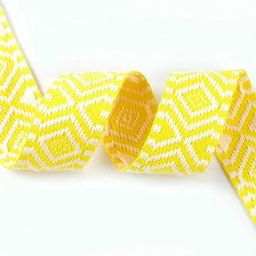 2/5 m, 38 mm, Baumwollgurtband, Gepäckgurt, Schlinge, Leinenband, Kleidung, Nähen, Schrägband, dekorative Borte, Spitzenbesätze, RD707-503 Gelb, 2 Meter von BSGUZ
