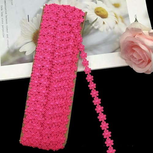 2–14 Yards 1,2 cm Blumenstickerei Spitzenbesatz Applikation Stoff Polyesterbesatz Nähen Basteln Band DIY Zubehör-1,2 cm rosa-2 Yard von BSGUZ