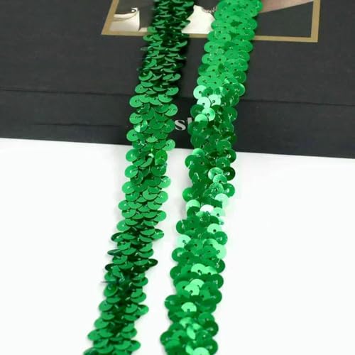 2–20 m, 2 cm, Pailletten-Spitzenstoff, elastisches Band für Tanzkleid, Dekoration, Spitzenbesätze, Stretchband, Kleidungsbesatz, Band, DIY-Zubehör, Grün, 2 cm, 10 Meter von BSGUZ