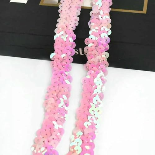 2–20 m, 2 cm, Pailletten-Spitzenstoff, elastisches Band für Tanzkleid, Dekoration, Spitzenbesätze, Stretchband, Kleidungsbesatz, Band, DIY-Zubehör, Hellrosa, 2 cm, 20 Meter von BSGUZ