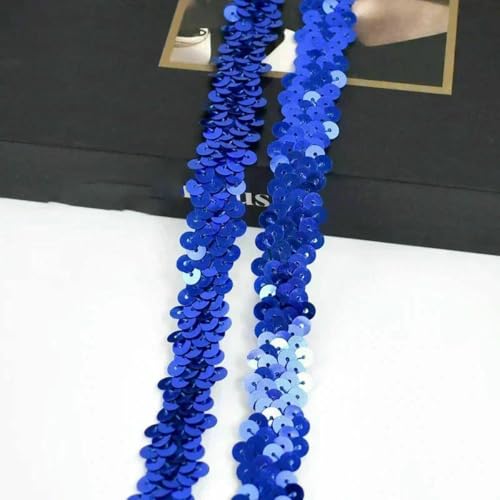 2–20 m, 2 cm, Pailletten-Spitzenstoff, elastisches Band für Tanzkleid, Dekoration, Spitzenbesätze, Stretchband, Kleidungsbesatz, Band, DIY-Zubehör, Königsblau, 2 cm, 10 Meter von BSGUZ