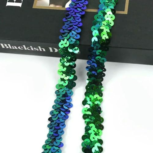 2–20 m, 2 cm, Pailletten-Spitzenstoff, elastisches Band für Tanzkleid, Dekoration, Spitzenbesätze, Stretchband, Kleidungsbesatz, Band, DIY-Zubehör, Lila/Grün, 2 cm, 10 Meter von BSGUZ