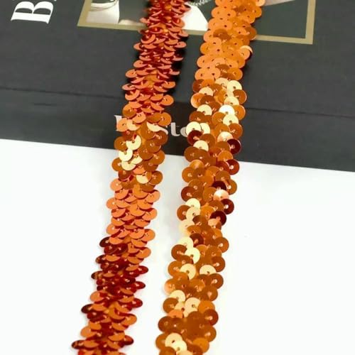 2–20 m, 2 cm, Pailletten-Spitzenstoff, elastisches Band für Tanzkleid, Dekoration, Spitzenbesätze, Stretchband, Kleidungsbesatz, Band, DIY-Zubehör, Orange, 2 cm, 20 Meter von BSGUZ