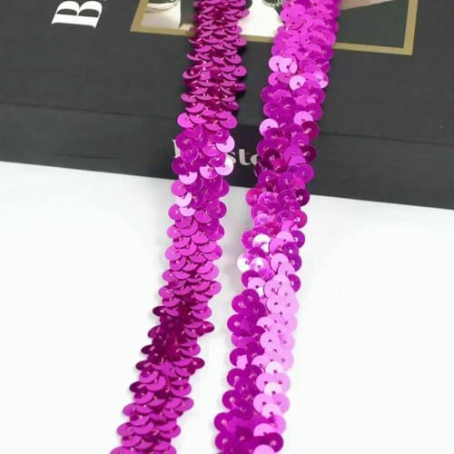 2–20 m, 2 cm, Pailletten-Spitzenstoff, elastisches Band für Tanzkleid, Dekoration, Spitzenbesätze, Stretchband, Kleidungsbesatz, Band, DIY-Zubehör, Rosarot, 2 cm, 20 Meter von BSGUZ