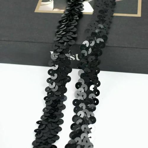 2–20 m, 2 cm, Pailletten-Spitzenstoff, elastisches Band für Tanzkleid, Dekoration, Spitzenbesätze, Stretchband, Kleidungsbesatz, Band, DIY-Zubehör, Schwarz, 2 cm, 20 Meter von BSGUZ