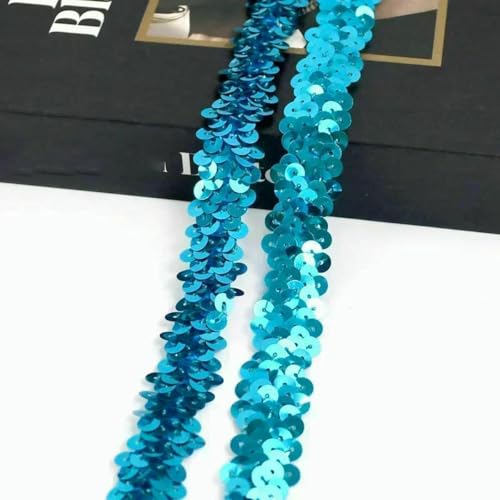 2–20 m, 2 cm, Pailletten-Spitzenstoff, elastisches Band für Tanzkleid, Dekoration, Spitzenbesätze, Stretchband, Kleidungsbesatz, Band, DIY-Zubehör, Seeblau, 2 cm, 20 Meter von BSGUZ