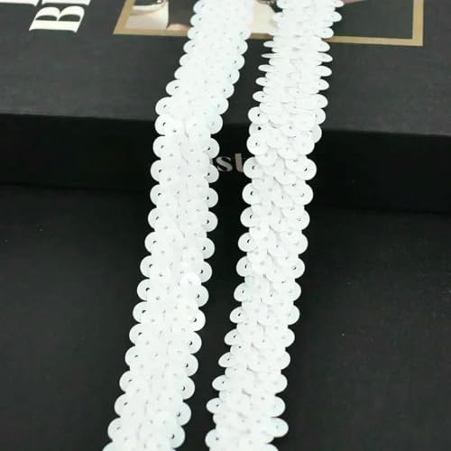 2–20 m, 2 cm, Pailletten-Spitzenstoff, elastisches Band für Tanzkleid, Dekoration, Spitzenbesätze, Stretchband, Kleidungsbesatz, Band, DIY-Zubehör, Weiß, 2 cm, 20 Meter von BSGUZ