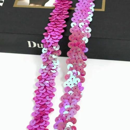 2–20 m, 2 cm, Pailletten-Spitzenstoff, elastisches Band für Tanzkleid, Dekoration, Spitzenbesätze, Stretchband, Kleidungsbesatz, Band, DIY-Zubehör – Hellrosagold – 2 cm – 20 Meter von BSGUZ