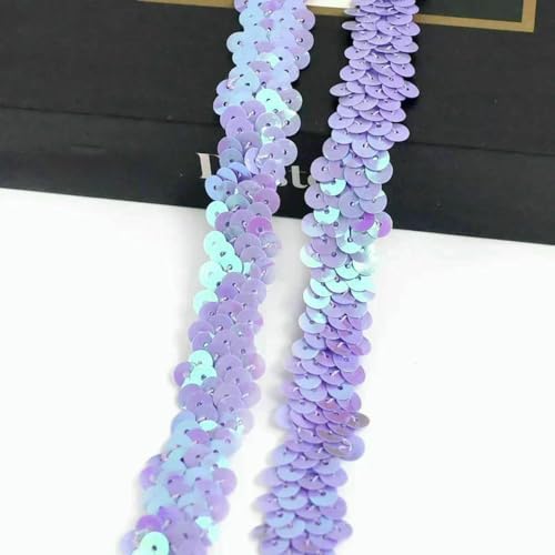 2–20 m, 2 cm, Pailletten-Spitzenstoff, elastisches Band für Tanzkleid, Dekoration, Spitzenbesätze, Stretchband, Kleidungsbesatz, Band, DIY-Zubehör – Hellviolett – 2 cm – 20 Meter von BSGUZ