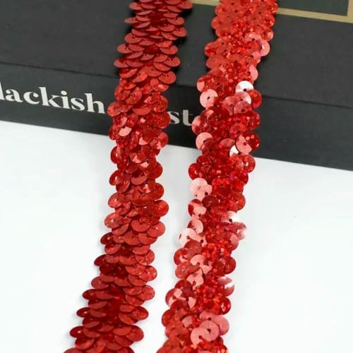 2–20 m, 2 cm, Pailletten-Spitzenstoff, elastisches Band für Tanzkleider, Dekoration, Spitzenbesätze, Stretchband, Kleidungsbesatz, Band, DIY-Zubehör, Laserrot, 2 cm, 20 Meter von BSGUZ