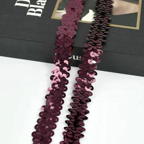 2–20 m, 2 cm, Pailletten-Spitzenstoff, elastisches Band für Tanzkleider, Dekoration, Spitzenbesätze, Stretchband, Kleidungsbesatz, Band, DIY-Zubehör, Weinrot, 2 cm, 20 Meter von BSGUZ